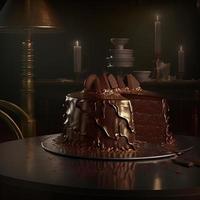 Delicious dessert, elegant, homemade chocolate cake photo
