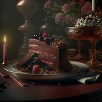 Delicious dessert, elegant, homemade chocolate cake photo