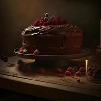 Delicious dessert, elegant, homemade chocolate cake photo