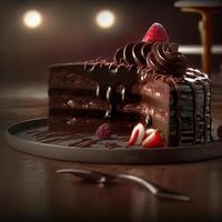 Delicious dessert, elegant, homemade chocolate cake photo