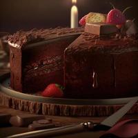 Delicious dessert, elegant, homemade chocolate cake photo