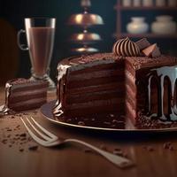 Delicious dessert, elegant, homemade chocolate cake photo