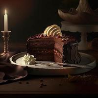 Delicious dessert, elegant, homemade chocolate cake photo