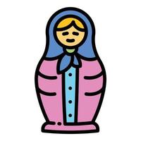 Wood nesting doll icon, outline style vector