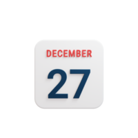 icono de calendario realista de diciembre fecha renderizada 3d 27 de diciembre png