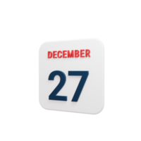 december realistisk kalender ikon 3d återges datum december 27 png