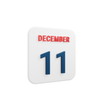 icono de calendario realista de diciembre fecha renderizada 3d 11 de diciembre png