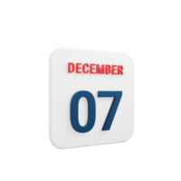 dezember realistisches kalendersymbol 3d gerendert datum 07 dezember png