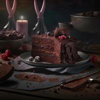 Delicious dessert, elegant, homemade chocolate cake photo