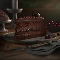 Delicious dessert, elegant, homemade chocolate cake photo