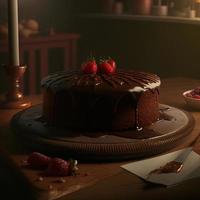 Delicious dessert, elegant, homemade chocolate cake photo