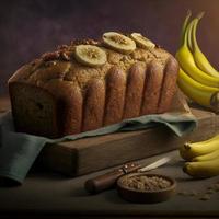 Healthy banana bread or cake for breakfast photo