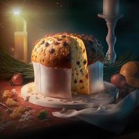 Panettone is the traditional Italian dessert for Christmas photo