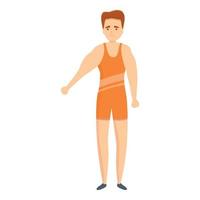 Young greco-roman wrestling guy icon, cartoon style vector