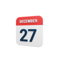 december realistisk kalender ikon 3d återges datum december 27 png