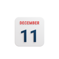 icono de calendario realista de diciembre fecha renderizada 3d 11 de diciembre png