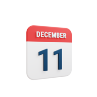 December Realistic Calendar Icon 3D Rendered Date December 11 png