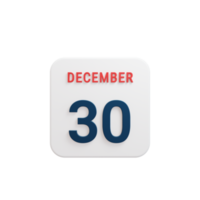 icono de calendario realista de diciembre fecha renderizada en 3d 30 de diciembre png
