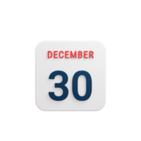 December Realistic Calendar Icon 3D Rendered Date December 30 png