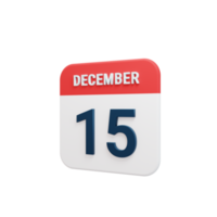 December Realistic Calendar Icon 3D Rendered Date December 15 png