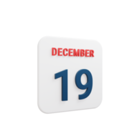 décembre calendrier réaliste icône 3d rendu date 19 décembre png