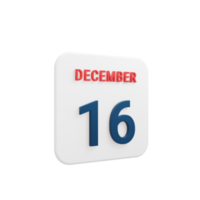 december realistisk kalender ikon 3d återges datum december 16 png