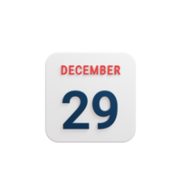 december realistisch kalender icoon 3d weergegeven datum december 29 png