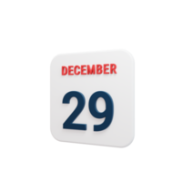 icono de calendario realista de diciembre fecha renderizada en 3d 29 de diciembre png