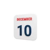 December Realistic Calendar Icon 3D Rendered Date December 10 png