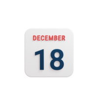 icono de calendario realista de diciembre fecha renderizada en 3d 18 de diciembre png