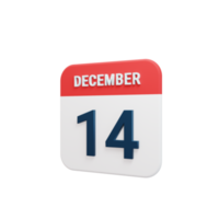 December Realistic Calendar Icon 3D Rendered Date December 14 png