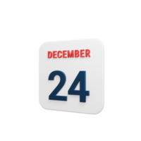 December Realistic Calendar Icon 3D Rendered Date December 24 png