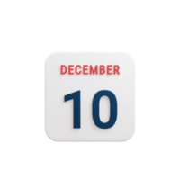 icono de calendario realista de diciembre fecha renderizada 3d 10 de diciembre png