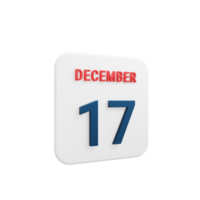 icono de calendario realista de diciembre fecha renderizada 3d 17 de diciembre png