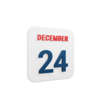 icono de calendario realista de diciembre fecha renderizada 3d 24 de diciembre png