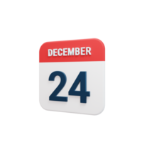 December Realistic Calendar Icon 3D Rendered Date December 24 png