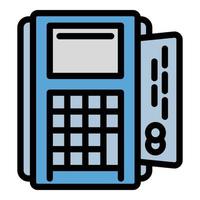 icono de máquina terminal, estilo de esquema vector