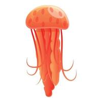 Red jellyfish icon, cartoon style vector