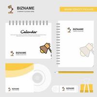 Lamp Logo Calendar Template CD Cover Diary and USB Brand Stationary Package Design Vector Template