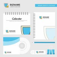 Protected Logo Calendar Template CD Cover Diary and USB Brand Stationary Package Design Vector Template