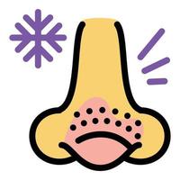 Nose frostbite icon, outline style vector