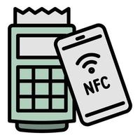 Nfc payment machine icon, outline style vector