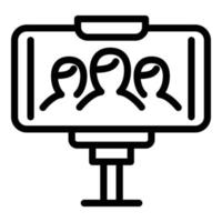 Selfie stick icon, outline style vector