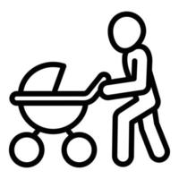 Man with pram icon, outline style vector