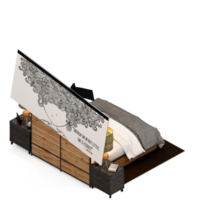 Isometric Bedroom 3D render png