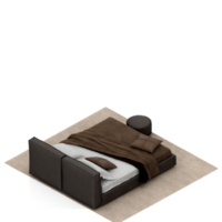 Isometric Bedroom 3D render png