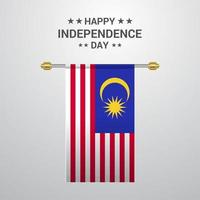 fondo de bandera colgante del día de la independencia de malasia vector