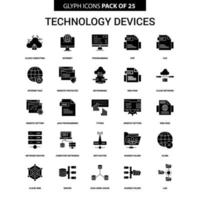 conjunto de iconos de vector de glifo de dispositivo de tecnología