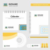 Laptop Logo Calendar Template CD Cover Diary and USB Brand Stationary Package Design Vector Template