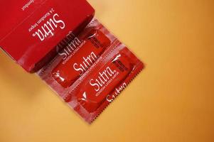 Sangatta, East Kalimantan, Indonesia,2020 - Kondom sutra is famous condom products from Indonesia. Condoms sutra have many variants. photo